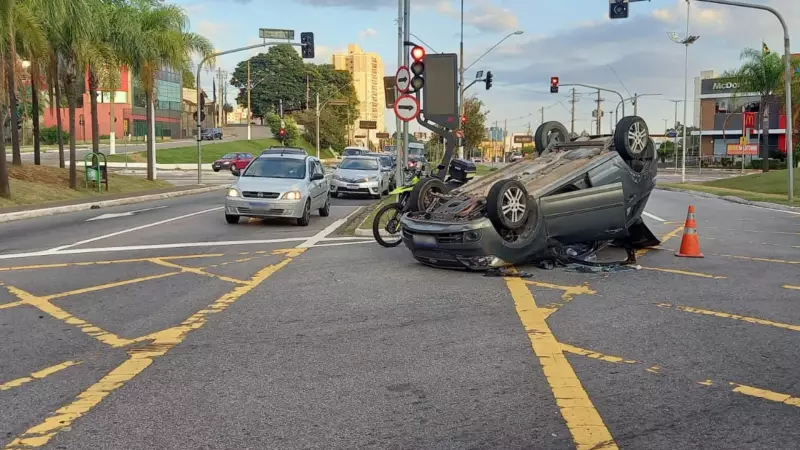 Acidente grave em Jundiaí: seis feridos após carro capotar em avenida movimentada