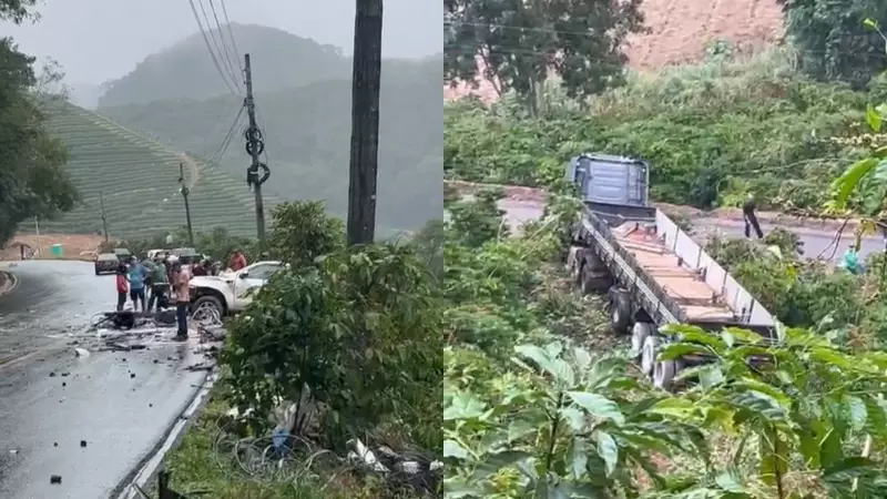 Acidente grave no ES: carreta despenca após colisão e deixa duas vítimas