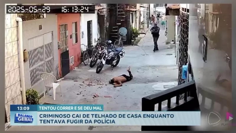 Bandido despenca de telhado ao fugir da polícia em Salvador: veja o vídeo