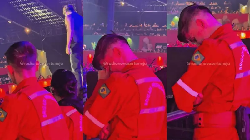 Brigadista emociona a web ao chorar durante show de Luan Santana enquanto trabalhava: 'Me separei recentemente'