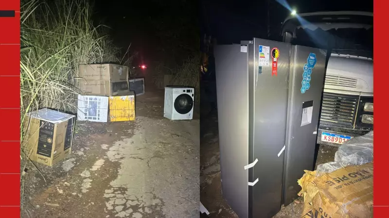 Caminhão pega fogo e carga de eletrodomésticos é saqueada na BR-101, entre ES e RJ