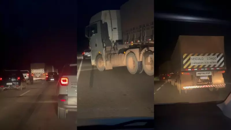 Carreta faz zigue-zague assustador em rodovia de Rondônia; veja o vídeo!