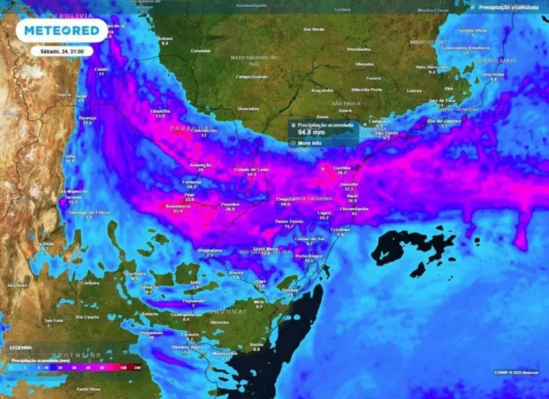 Frente fria avança pelo Sul do Brasil com temporais e queda nas temperaturas