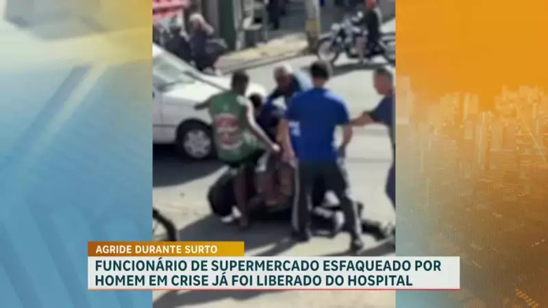 Funcionário de supermercado é esfaqueado durante surto em BH e recebe alta do hospital