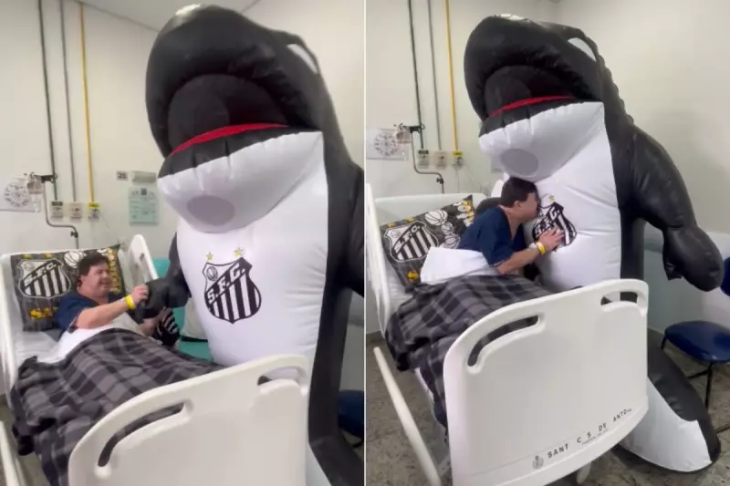 Funcionário do Santos FC com síndrome de Down se emociona com visita surpresa do mascote no hospital
