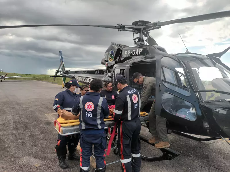 Helicóptero do GTA do AP realiza resgate dramático de agricultor com perna amputada e adolescente que caiu de açaizeiro