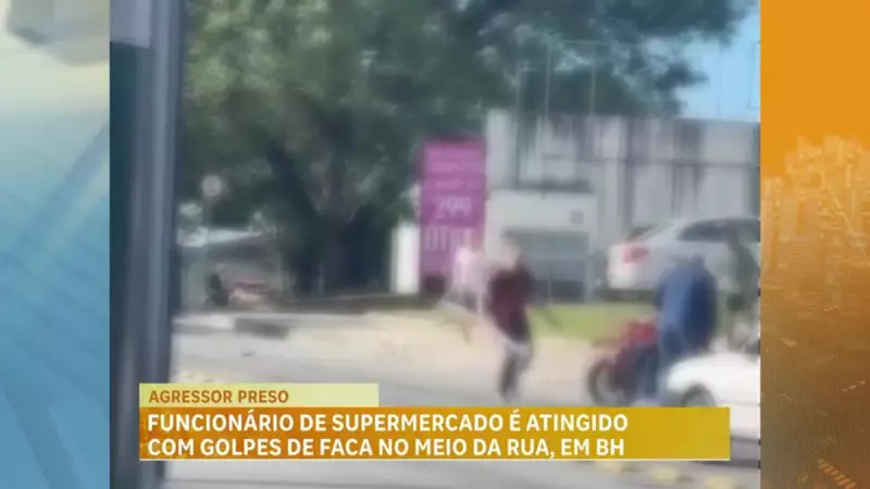 Homem ataca funcionário de supermercado com faca em BH e é imobilizado pela população