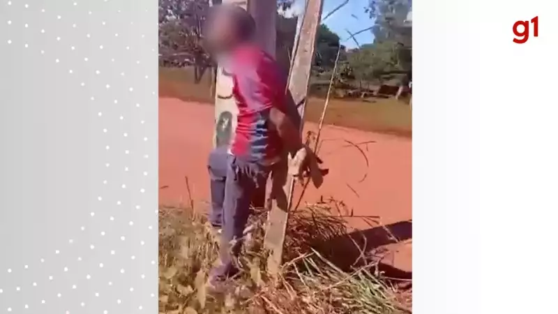Homem é amarrado em poste após tentativa de furto de fios de energia no Tocantins