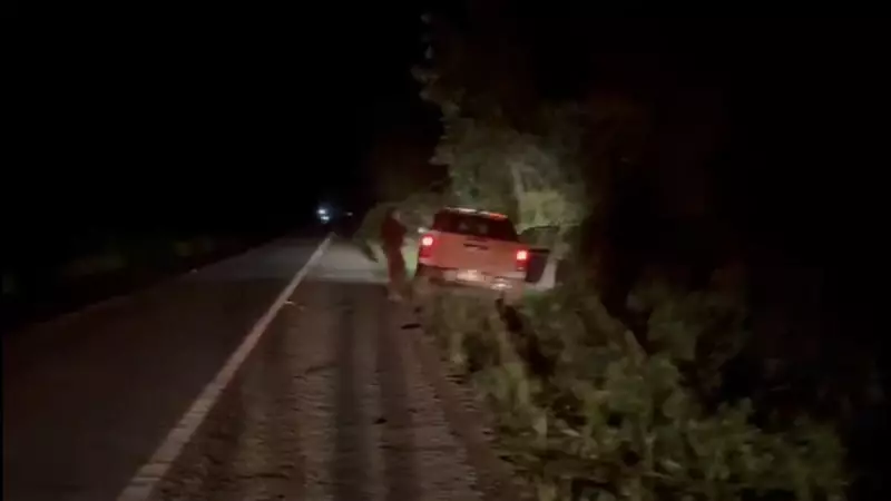 Homem fura bloqueio policial com caminhonete roubada e desaparece em mata no Mato Grosso