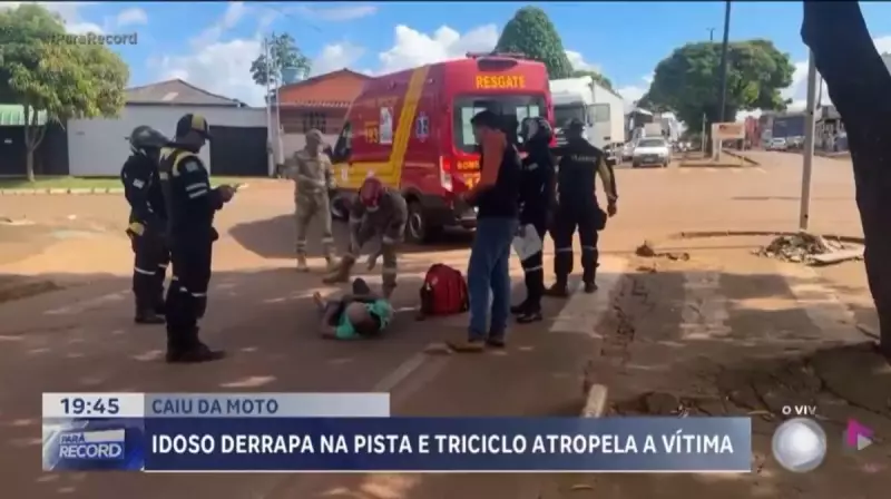 Idoso sofre acidente grave ao cair de moto e ser atropelado por triciclo em Altamira, PA