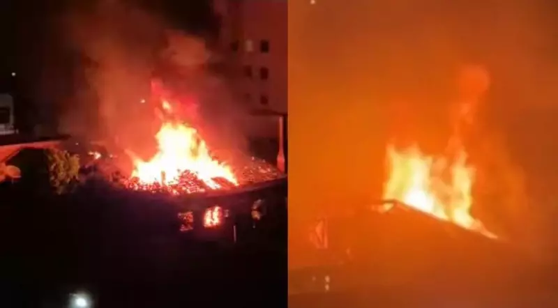Incêndio de grandes proporções atinge restaurante, igreja e salas comerciais em SC; veja vídeo