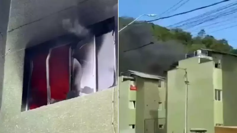 Incêndio em apartamento de conjunto habitacional no litoral de SP assusta moradores