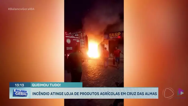 Incêndio em loja agrícola deixa prejuízos em Cruz das Almas (BA) — Veja detalhes
