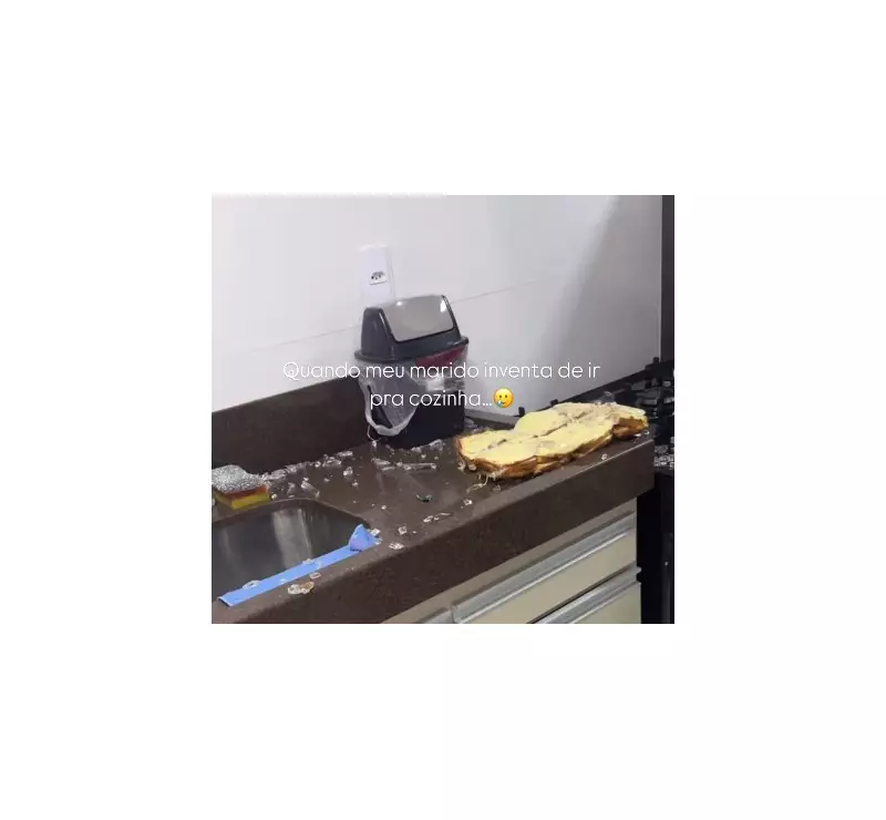Influenciadora viraliza com acidente na cozinha: assadeira explode com misto quente!