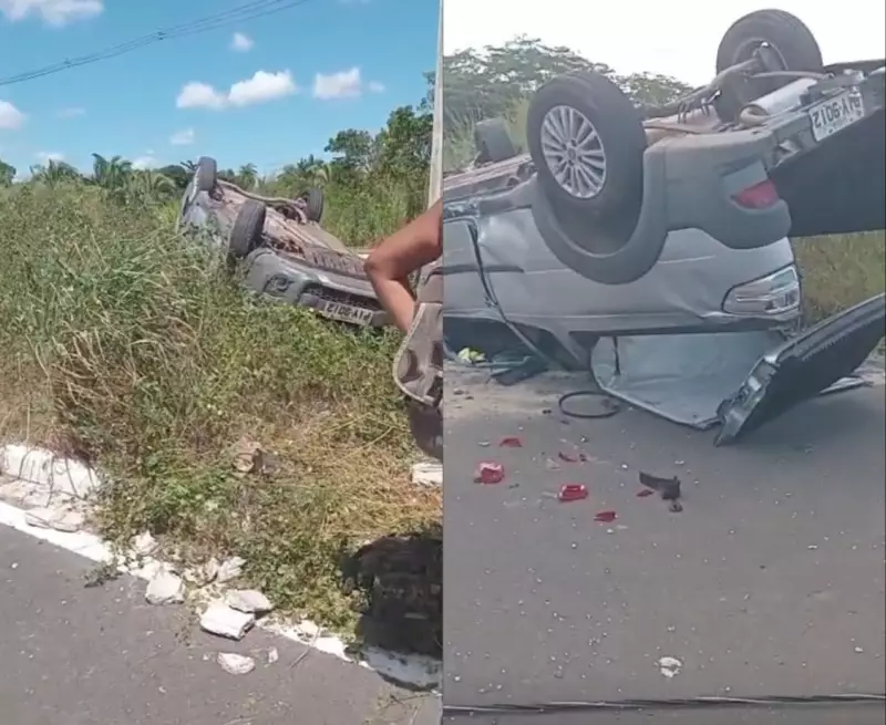 Jovens se ferem após carro capotar próximo à UFPI: veja o vídeo