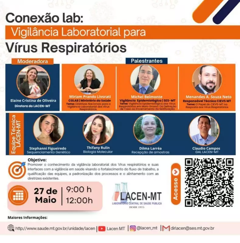Lacen promove webinar essencial sobre vigilância laboratorial de vírus respiratórios em MT