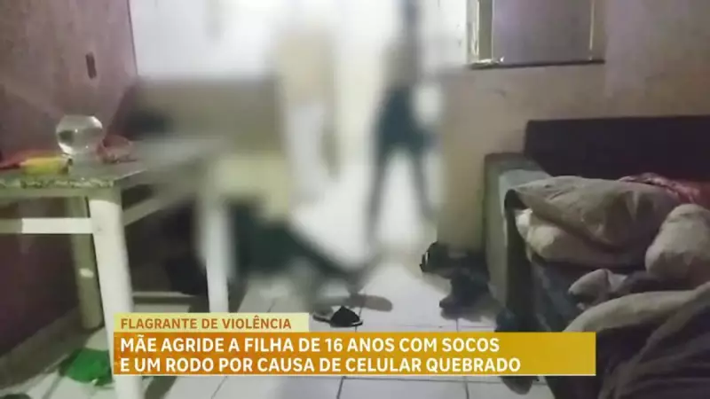Mãe agride filha por causa de celular e é filmada por filho de 14 anos em BH — Veja o vídeo chocante