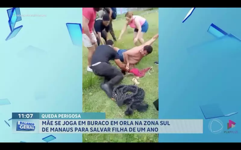 Mãe heroína: Mulher salva filha de 1 ano ao pular em buraco em Manaus