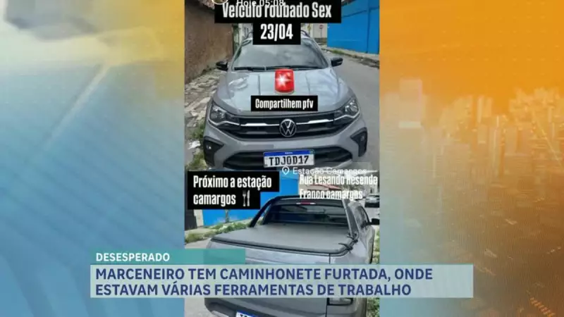 Marceneiro tem caminhonete e ferramentas furtadas na Grande BH: prejuízo e revolta