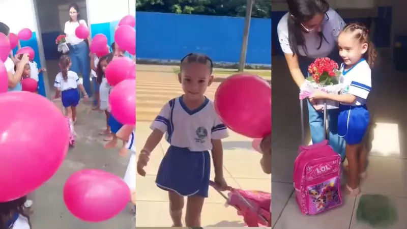 Menina emociona ao ser recebida com festa na escola após semanas internada em UTI em Rondônia