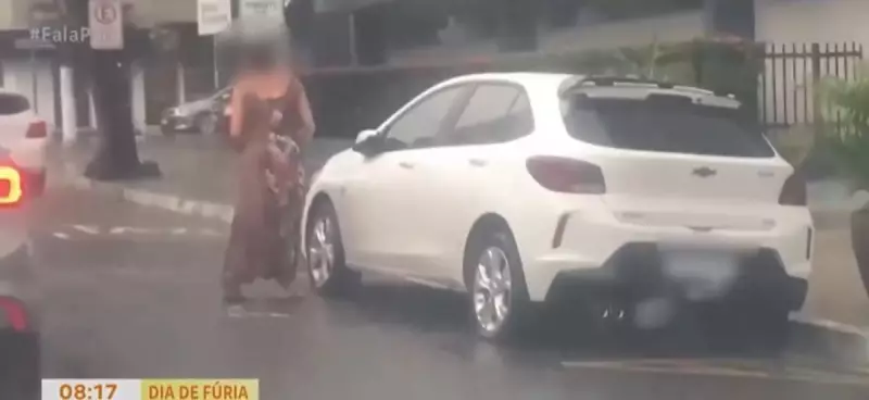 Mulher fura pneus e risca carro com faca em avenida movimentada de Belém — Veja o vídeo!