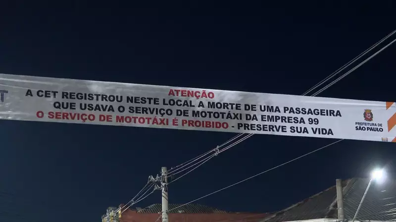 Nunes instala faixa de alerta sobre uso de moto por aplicativo após morte de passageira no Centro de SP