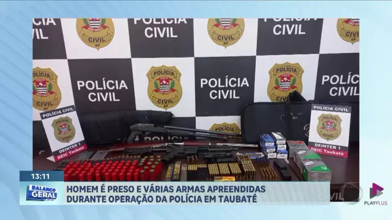 Operação policial em Taubaté prende homem e apreende arsenal de armas