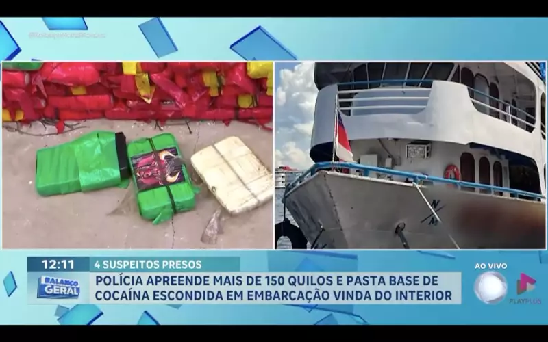 Policia apreende 158 quilos de pasta base de cocaína escondidos em embarcação em Manaus