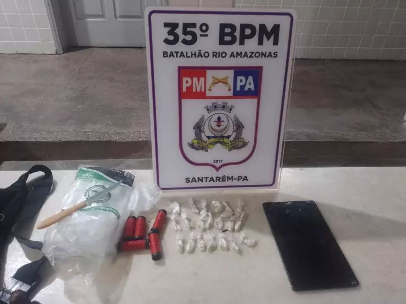 Polícia Militar prende suspeito de tráfico e apreende crack na Boca do Bolacha, em Santarém