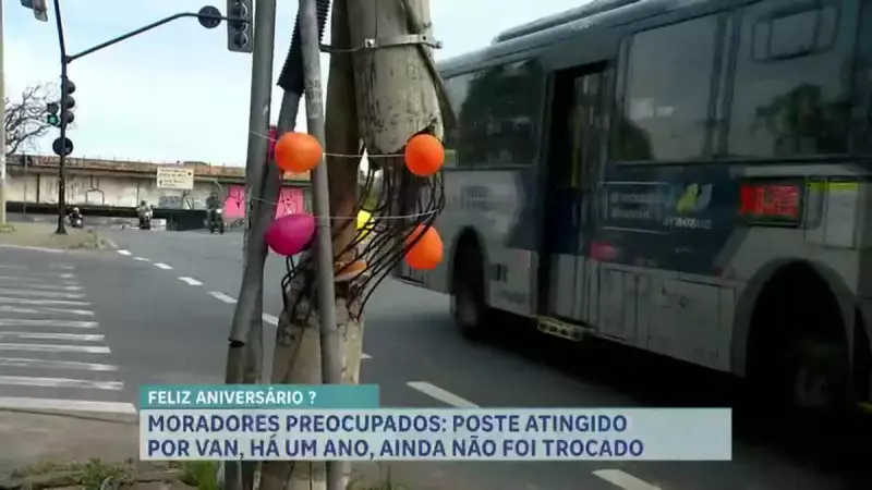 Poste com risco de queda há mais de um ano em BH: moradores exigem solução urgente