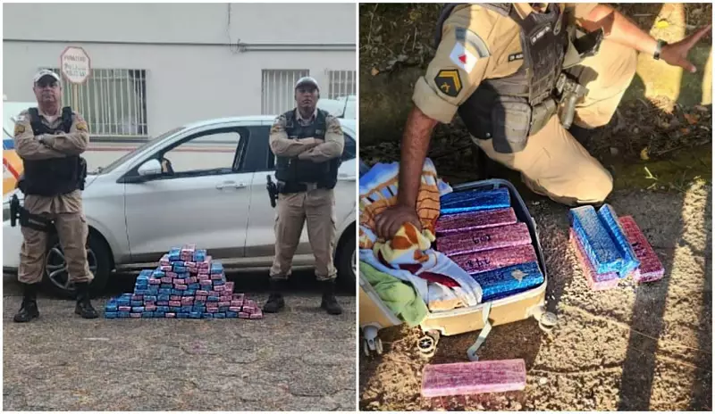 PRF apreende R$ 310 mil em drogas e prende três em Cambuquira, MG
