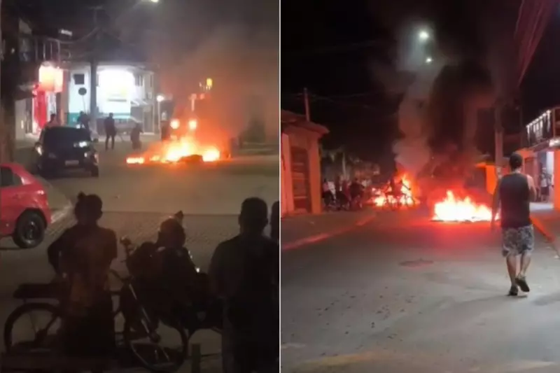 Protesto violento em Praia Grande: grupo ateia fogo em pneus e ameaça incendiar ônibus após morte em operação policial