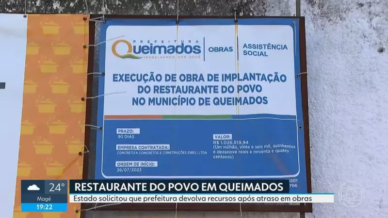 Restaurante Popular em Queimados segue fechado após atraso de 1 ano e meio: Estado cobra devolução de R$ 3,9 milhões