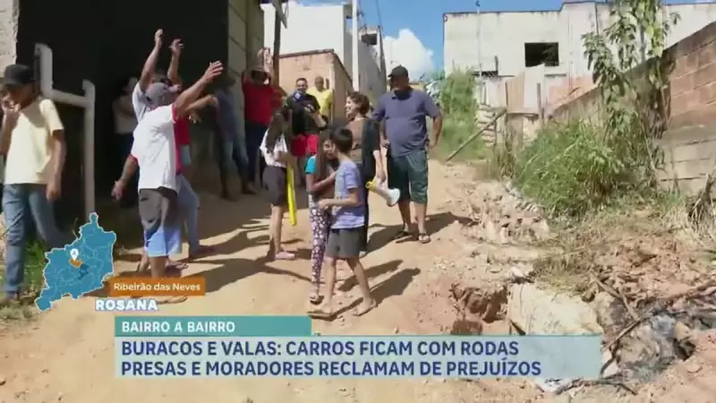 Ruas esburacadas em Ribeirão das Neves: moradores exigem soluções urgentes