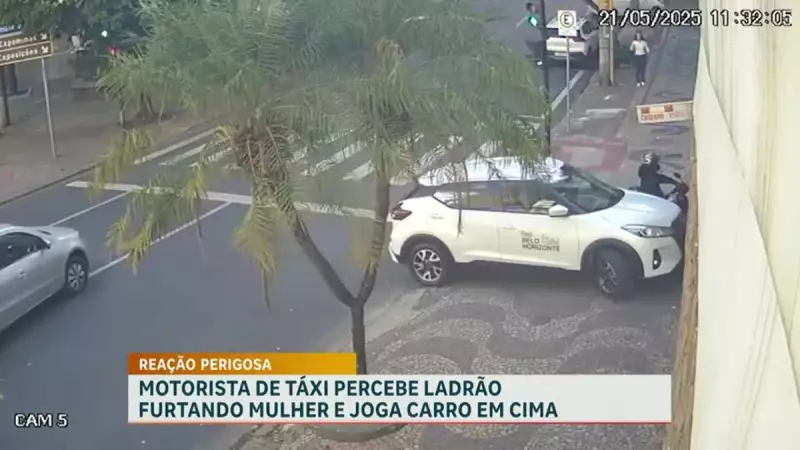 Taxista vira herói ao tentar atropelar assaltante após flagrar roubo de celular em BH
