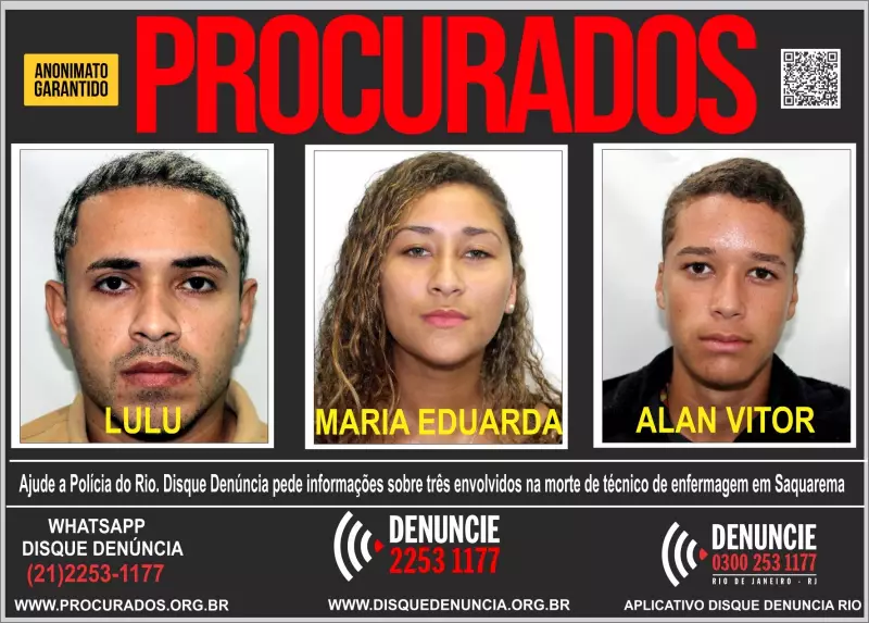 Técnico de enfermagem é assassinado em Saquarema: polícia divulga fotos dos três suspeitos