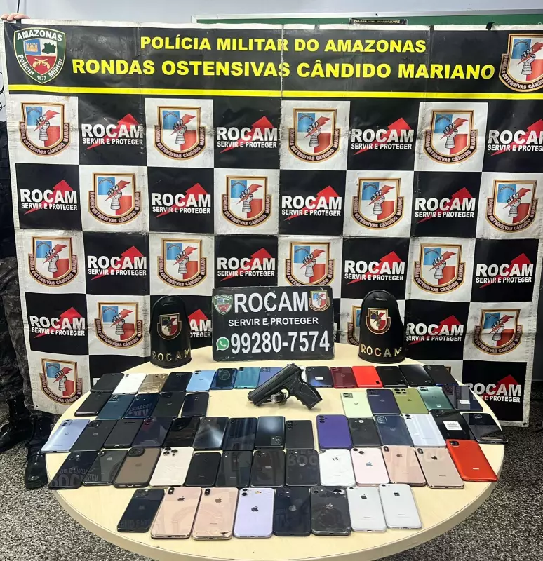 Trio é preso com 62 celulares após onda de assaltos na Zona Oeste de Manaus