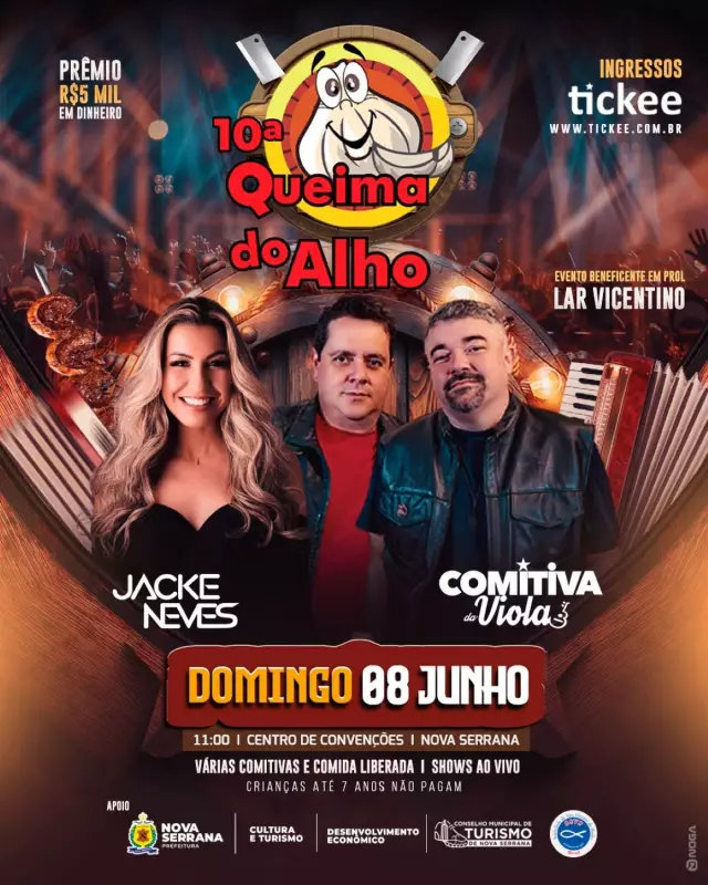 10ª Queima do Alho de Nova Serrana: Música ao vivo, gastronomia e diversão garantida!