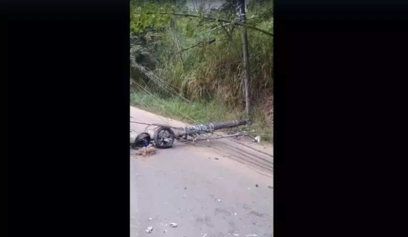 Acidente em Petrópolis: motorista fica ferido após colisão com poste