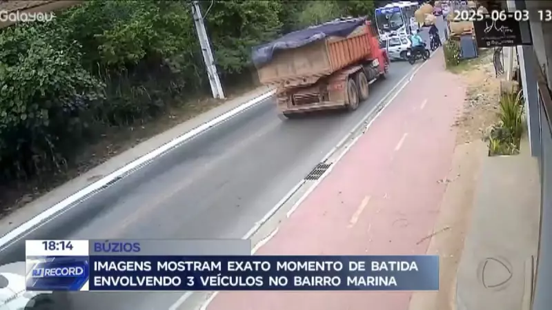 Acidente entre caminhão, ônibus e carro na RJ-102 é registrado por câmera de segurança: veja o vídeo