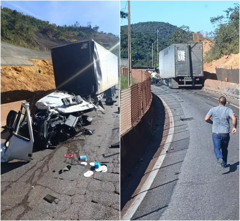 Acidente entre carretas causa lentidão na BR-381, Fernão Dias, em Minas Gerais