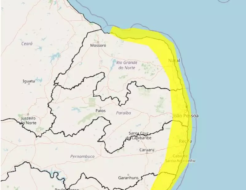 Alerta de chuvas intensas no RN: Inmet renova aviso para Natal e outras cidades