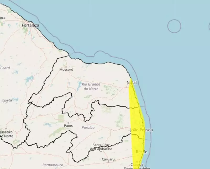 Alerta do INMET: Chuvas intensas atingem Natal e outras cidades do RN