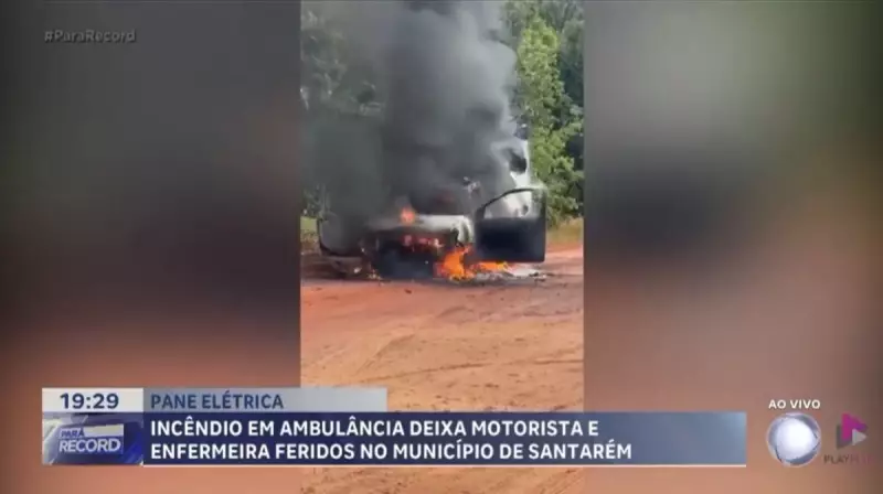 Ambulância pega fogo e causa pânico em Santarém (PA) — Veja o vídeo!