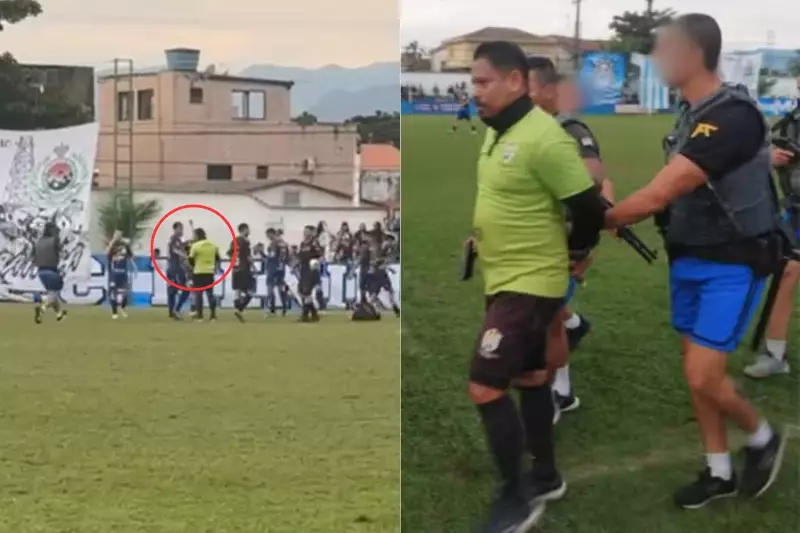 Árbitro é preso durante partida de futebol após dar cartão amarelo: vídeo choca torcedores