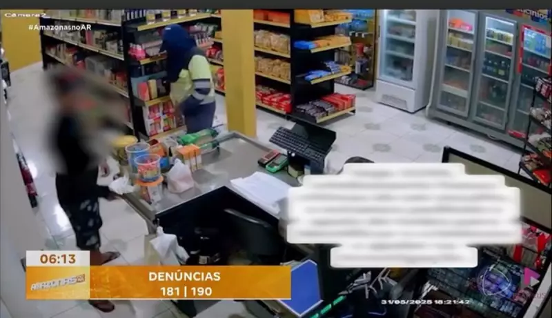 Assalto a mercadinho em Manaus: homem encapuzado e armado aterroriza clientes