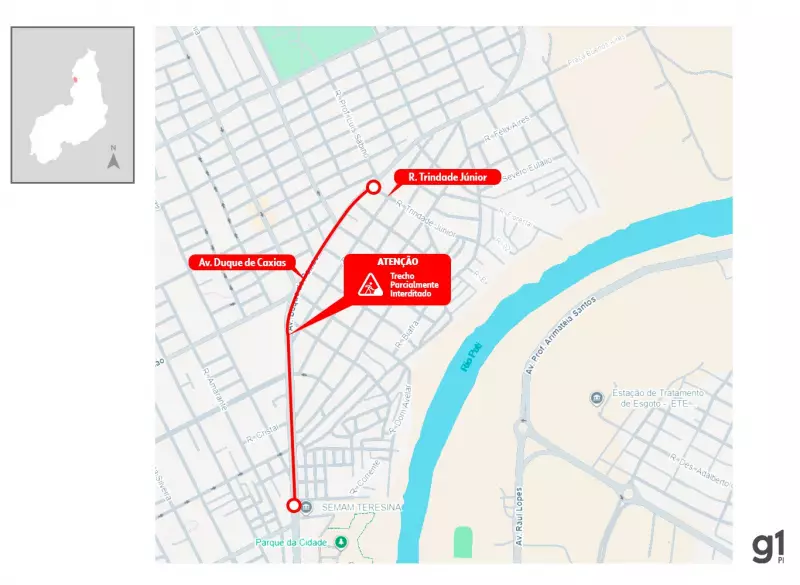 Avenida Duque de Caxias tem trânsito alterado por obra da Águas de Teresina