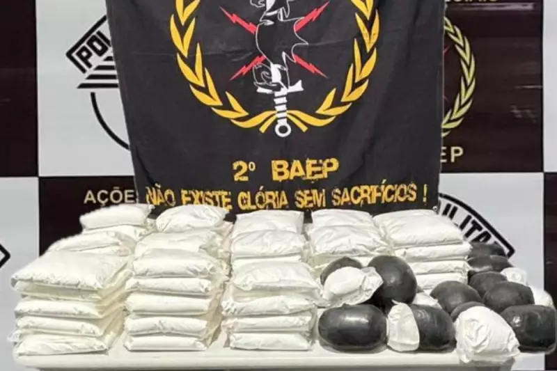 BAEP apreende 77 kg de pasta base de cocaína escondidos em gruta no litoral de SP