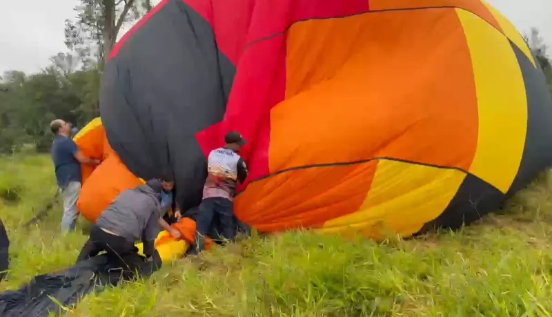 Balão faz pouso de emergência em Piracicaba após mudança brusca de vento — veja o vídeo!