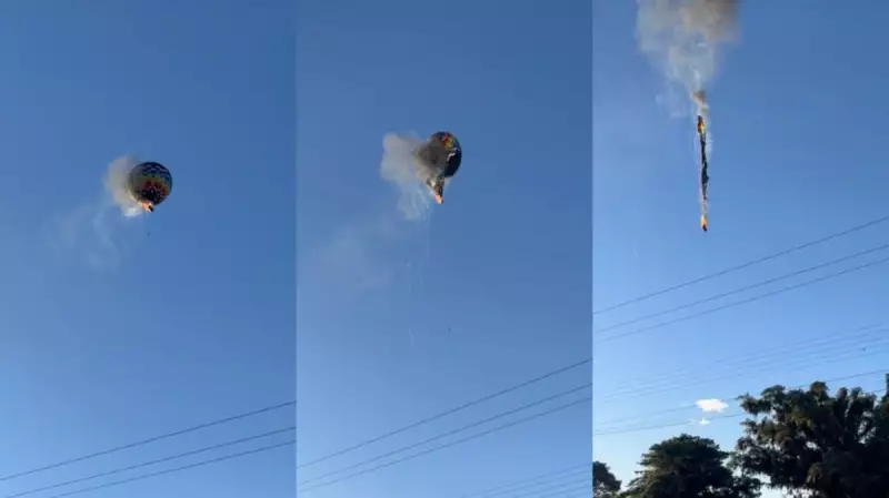 Balão pega fogo e despenca com mais de 20 pessoas em Praia Grande, SC — Veja o vídeo chocante!